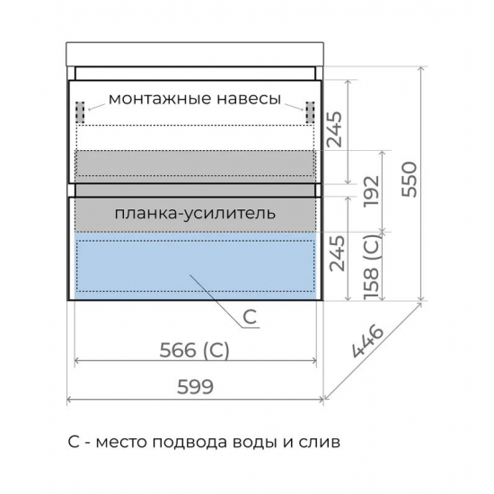 Тумба с раковиной STYLE LINE Манхэттен 60 Plus подвесная графит, раковина Asti 60 белый