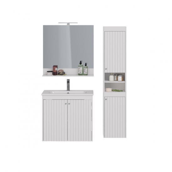 Зеркало LEMARK Romance 800x800 белый глянец, с полкой