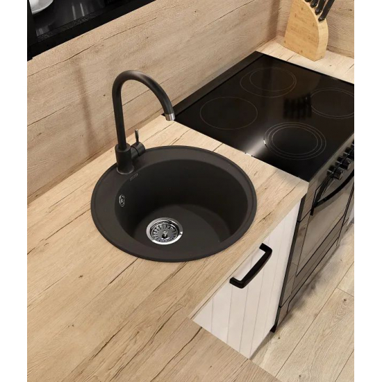 Мойка для кухни GRANFEST Quarz(ECO) Z08 D479 мм кварцевая, чёрный
