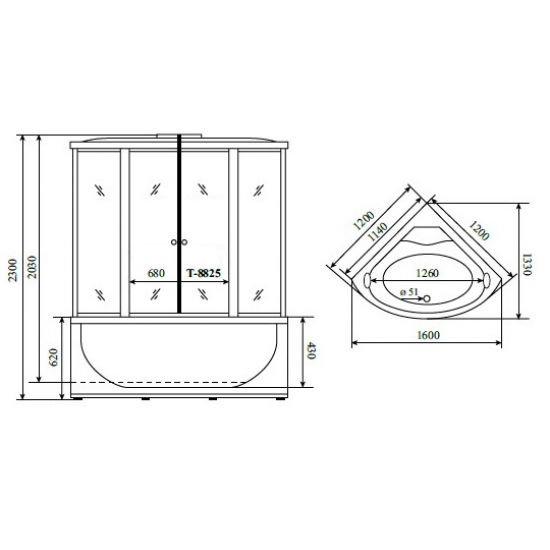 Душевой бокс TIMO Comfort T-8825 120x120x230 Clean Glass с сиденьем