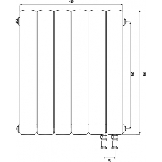 Радиатор биметаллический ROYAL THERMO Piano Forte 500 silver satin VDR80  6 секций, серый