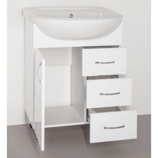 Тумба с раковиной STYLE LINE Эко Фьюжн №24 60 белая, раковина Стелла 65
