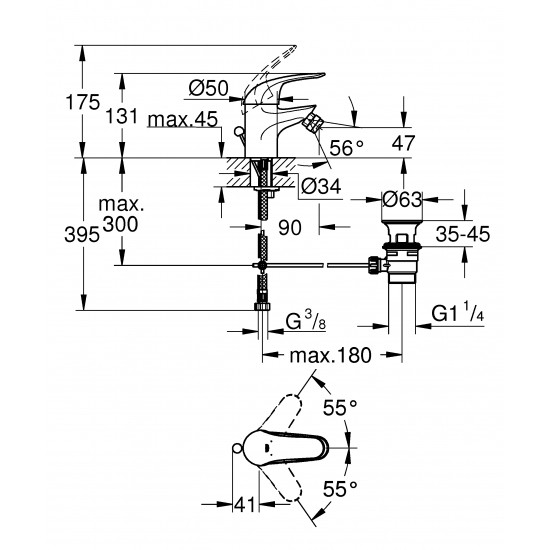 Смеситель для биде GROHE Euroeco 23263000