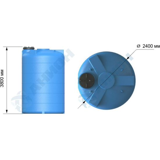 Ёмкость AНИОН 15000ВРК2 объем 15000 литров с дыхательным клапаном синяя