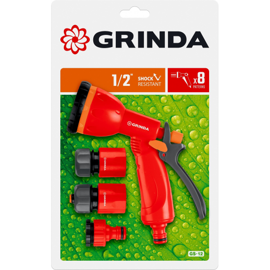 Пистолет распылитель GRINDA  8-427383 1/2″ пластиковый, 8 режимов