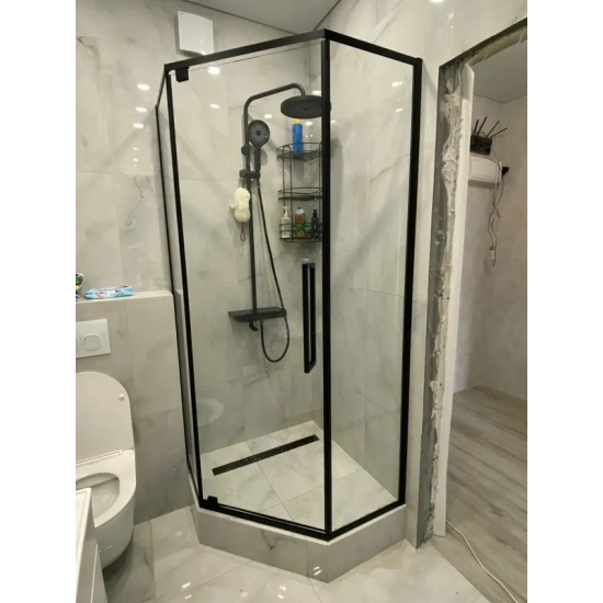 Душевой уголок VECONI Rovigo RV-35B 90x90 стекло прозрачное, профиль чёрный