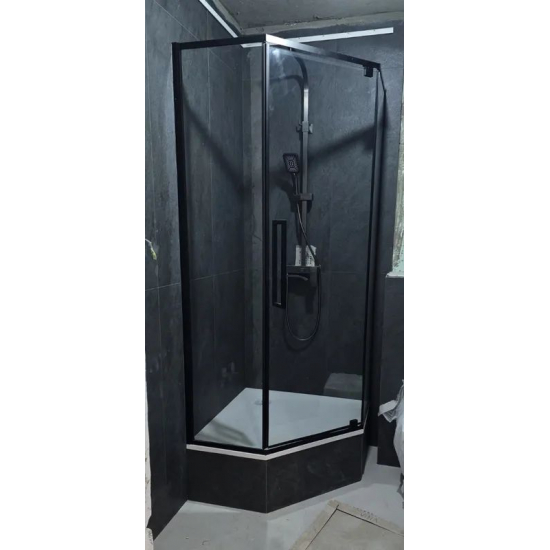 Душевой уголок VECONI Rovigo RV-35B 90x90 стекло прозрачное, профиль чёрный