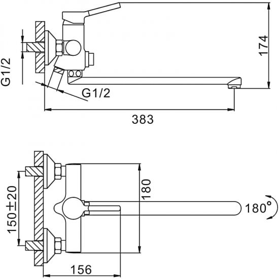 Смеситель для ванны FRAP H44 F2244 хром