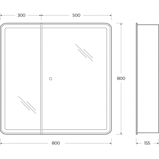 Зеркало-шкаф BELBAGNO Marino SPC-MAR-800/800-2A-LED-TCH с подсветкой