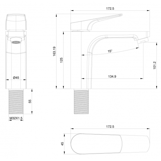 Смеситель для раковины WONZON & WOGHAND WW-A40492-CR