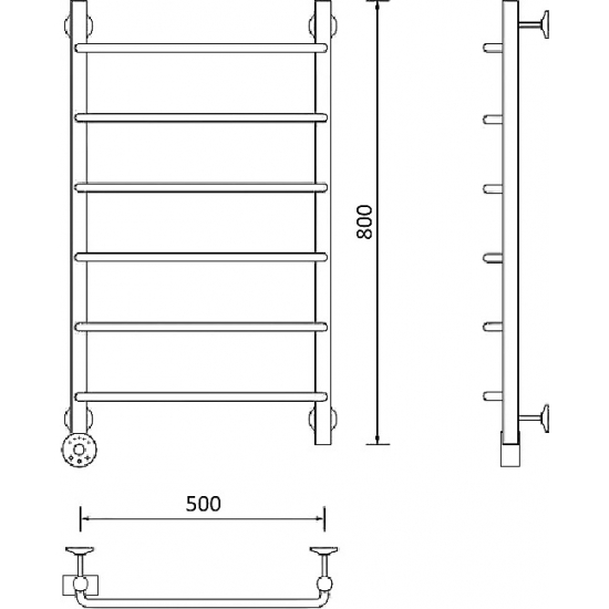 Полотенцесушитель электрический МАРГРОИД Вид 8-80x50 L