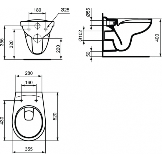 Унитаз подвесной IDEAL STANDARD Eurovit K881201 безободковый, сиденье микролифт