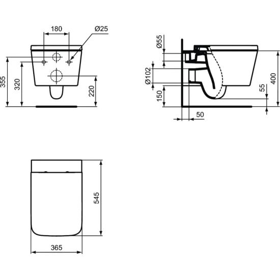 Унитаз подвесной IDEAL STANDARD Blend Cube T368601 сиденье микролифт T521101