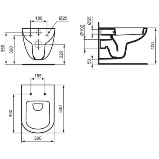 Унитаз подвесной Ideal Standard "Tempo" крышка микролифт T331101+T679401