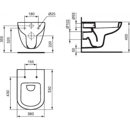 Унитаз подвесной IDEAL STANDARD Tempo T331101 сиденье микролифт T679401