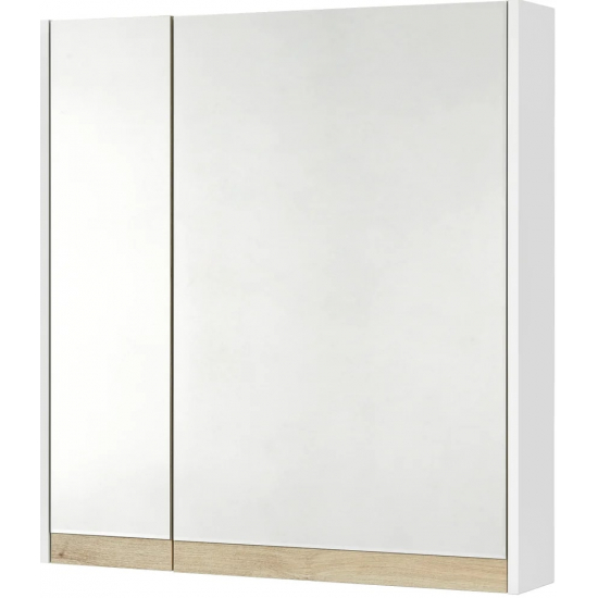Зеркало-шкаф STWORKI Стокгольм 80 , навесной, белый, под дерево, квадратный