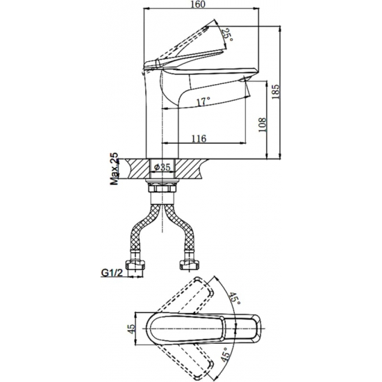 Смеситель для раковины RUSH Nevis NE1735-12ant антрацит