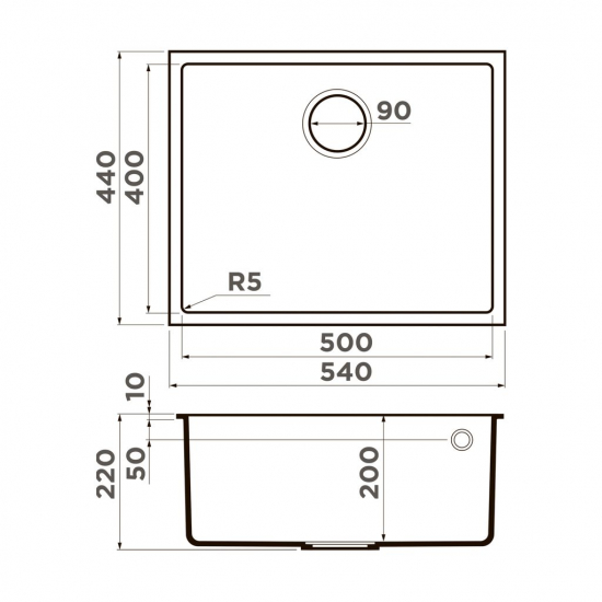 Мойка для кухни OMOIKIRI Bosen 54-U 540х440 мм, белый