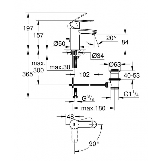 Смеситель для раковины GROHE Eurostyle Cosmopolitan 2337420E