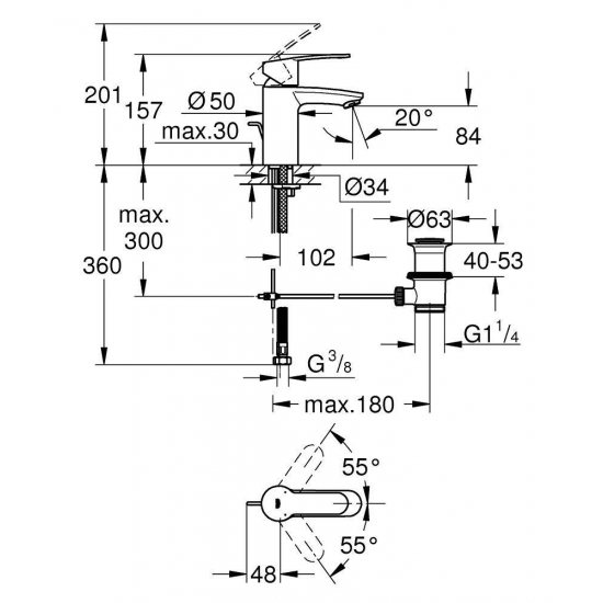 Смеситель для раковины GROHE Eurostyle Cosmopolitan 33552002