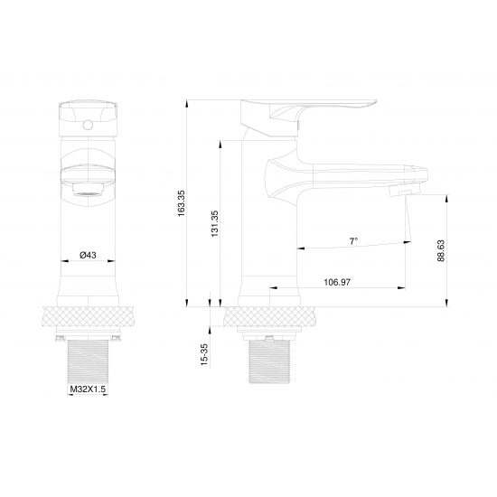 Смеситель для раковины WONZON & WOGHAND WW-XH-011-CR