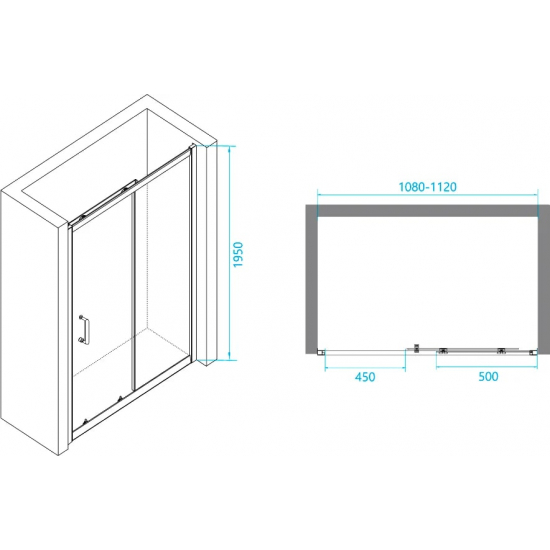 Душевая дверь в нишу RGW Passage PA-14 110x195 стекло прозрачное, профиль хром