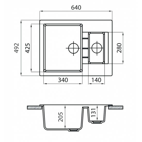 Мойка для кухни GRANICOM Cuba G-017 1.5 чаши 640х492 мм, грей