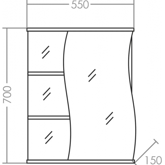 Зеркало-шкаф САНТА Волна 55 R правое