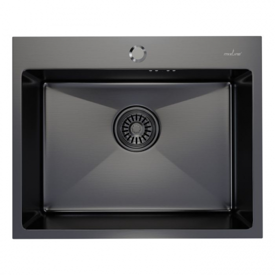 Мойка для кухни врезная настольная MIXLINE PRO 53Х43 (3,0) с сифоном чёрный графит