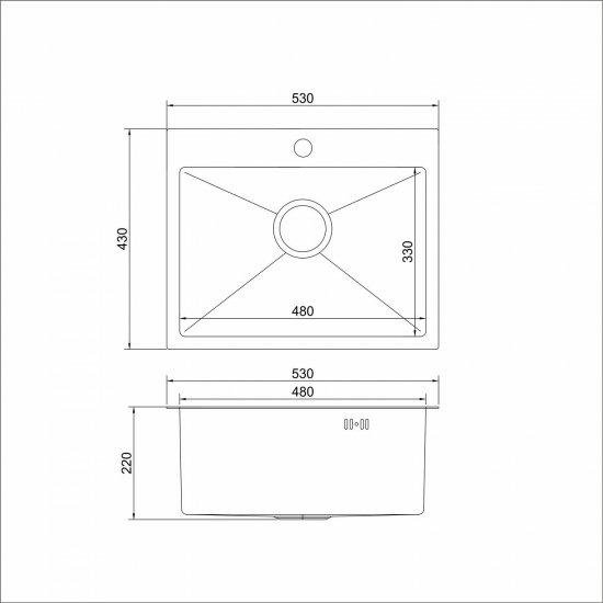 Мойка для кухни MIXLINE PRO 530х430x3 мм настольная, чёрный графит