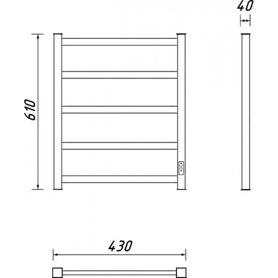 Полотенцесушитель электрический МАРГРОИД Вид 81-10 профильный 61x40 чёрный матовый