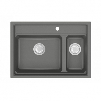 Мойка для кухни кварцевая GRANULA KS-7302 двухчашевая 730*510 алюминиум