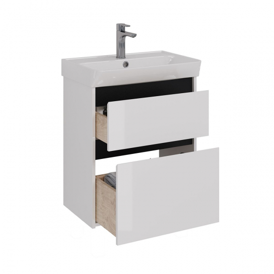 Тумба для комплекта LEMARK Combi 60, 2 ящика, белая, под раковину Neon 60