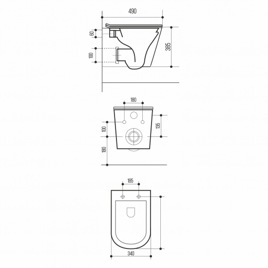 Унитаз подвесной WAVE Strong Tornado 3.0 L сиденье микролифт, безободковый, белый глянец