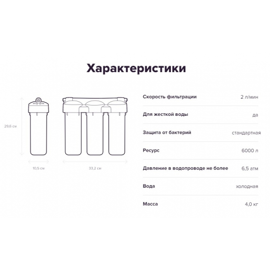 Фильтр для очистки воды АКВАФОР Трио Fe для жесткой воды