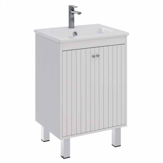 Тумба для комплекта LEMARK Romance 60, 2 дверцы, белый глянец, под раковину Эйфория 60