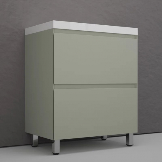 Тумба с раковиной STYLE LINE Манхэттен 70 Plus олива, раковина Asti 70 серый шёлк