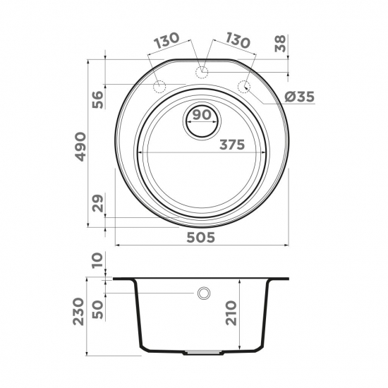 Мойка для кухни OMOIKIRI Miya 50R 505х490 мм, эверест