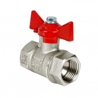 Кран шаровый вода VALFEX 217 1/2" г-г бабочка, никель 11Б27фт1М