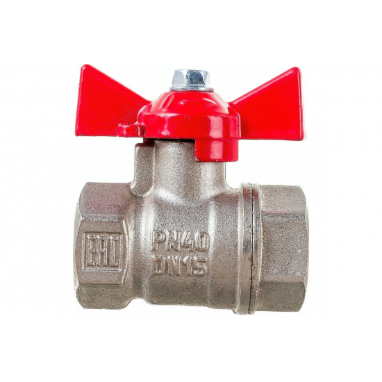 Кран шаровый вода VALFEX 217 1/2" г-г бабочка, никель 11Б27фт1М