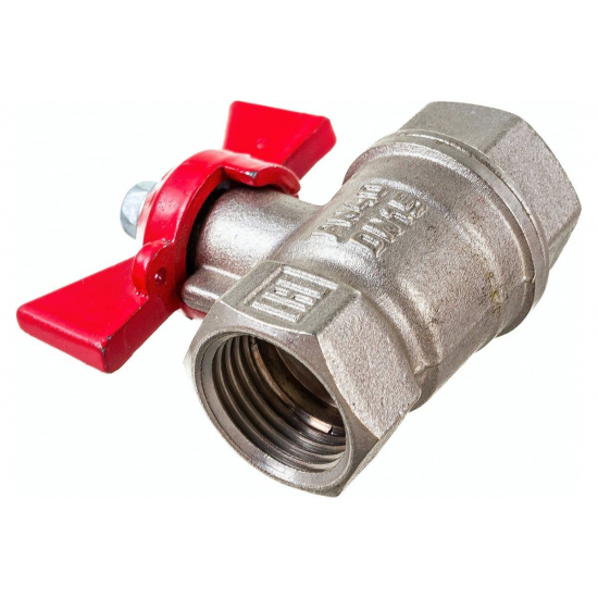 Кран шаровый вода VALFEX 217 1/2" г-г бабочка, никель 11Б27фт1М