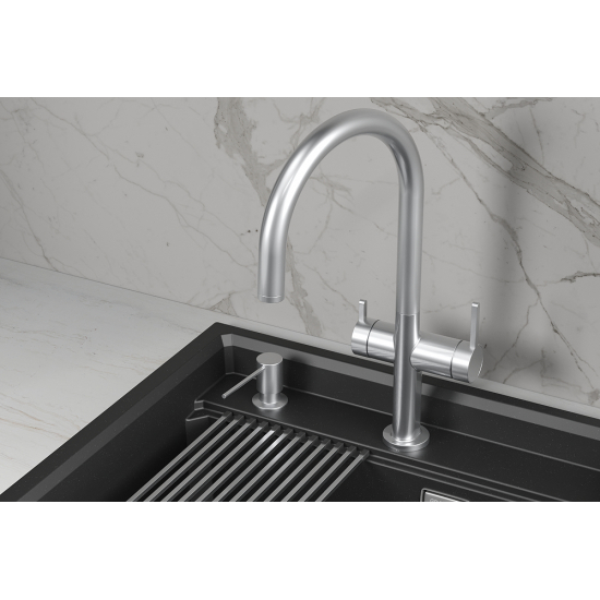 Смеситель для кухни GRANULA KS-8274 с краном для питьевой воды, нерж