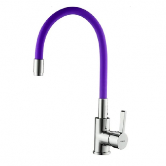 Смеситель для кухни с гибким изливом LEDEME L4898-8 фиолетовый/хром