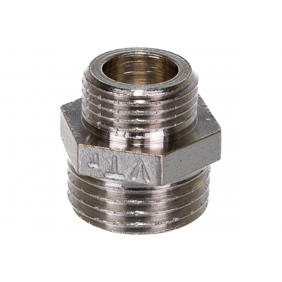 Ниппель резьбовой переходной VALTEC 1/2" х 3/8" латунный 15-10 мм VTr.580.N.0403