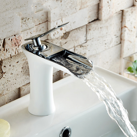 Смеситель для раковины LEDEME L1055W-23 белый/хром Смеситель для раковины LEDEME L1055W-23 белый/хром