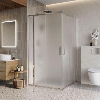 Душевой уголок BelBagno LUCE-A-22-90+20-P-Cr стекло рифлёное, профиль хром