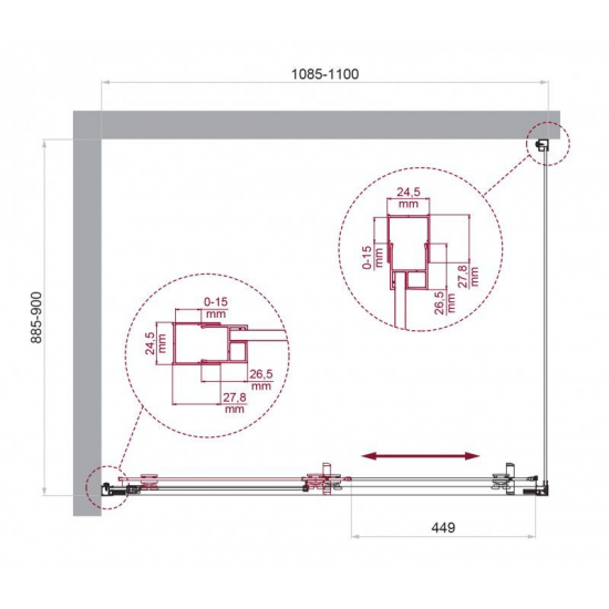 Душевой уголок BelBagno LUCE-AH-1-110/90-C-Cr стекло прозрачное, профиль хром