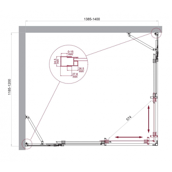 Душевой уголок BelBagno LUCE-AH-22-140/120-C-Cr стекло прозрачное, профиль хром