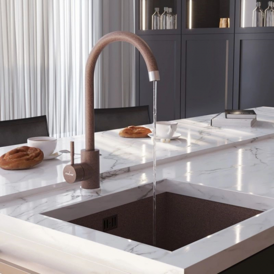 Смеситель для кухни из нержавеющей стали MIXLINE ML-GS15 (307), терракотовый