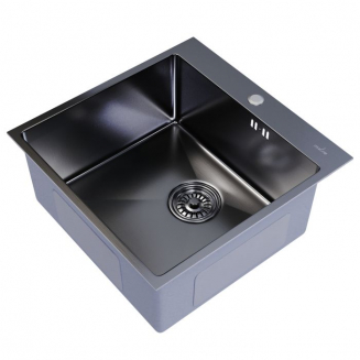 Мойка для кухни врезная настольная MIXLINE PRO 50Х50 (3,0) с сифоном чёрный графит
